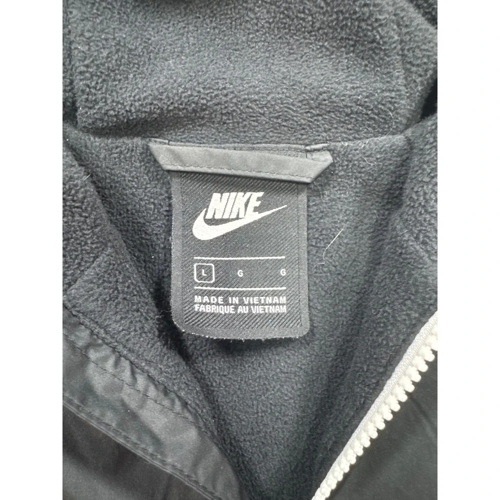 Nike Kids Black Sherpa Fleece Hybrid Full Zip Hoodie Jacket Windbreaker Large L